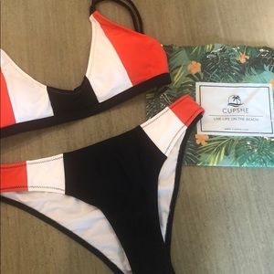 Orange, White, and Navy Blue Cupshe bikini